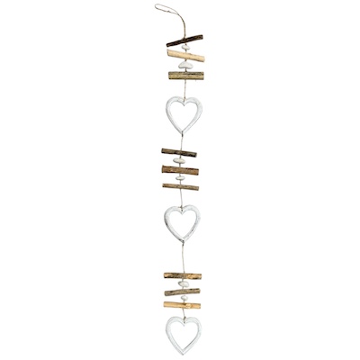 3 x Heart Drift Wood Hanging